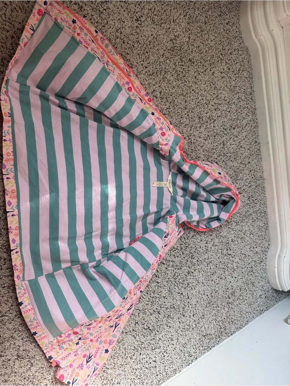 Matilda Jane Pink Floral Hooded Raincoat with Striped Lining size 6